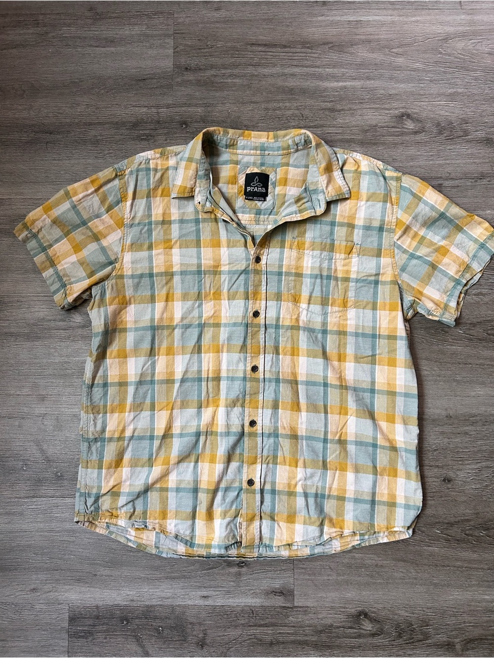 Gorpcore Outdoors Hiking PrAna Plaid Button-Up Short Sleeve Shirt X-Large